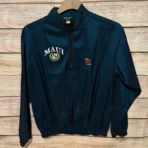 Vintage Surf Style USA Iridescent Blue Half Zip One Size Windbreaker Jacket